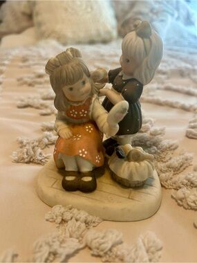 Porcelain Girls Figurine – Orange & Black Dresses